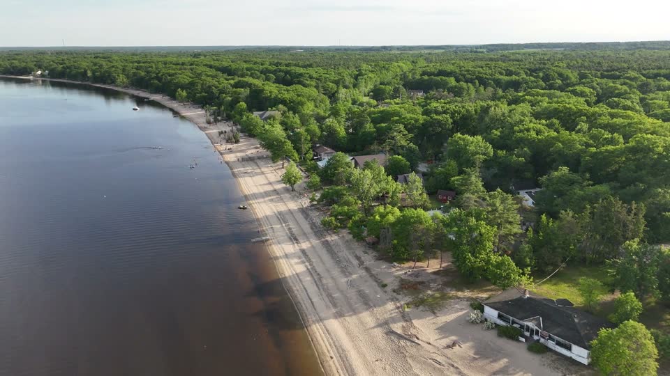 Aerial sweep over Constance Bay neighbourhood and Ottawa River shoreline